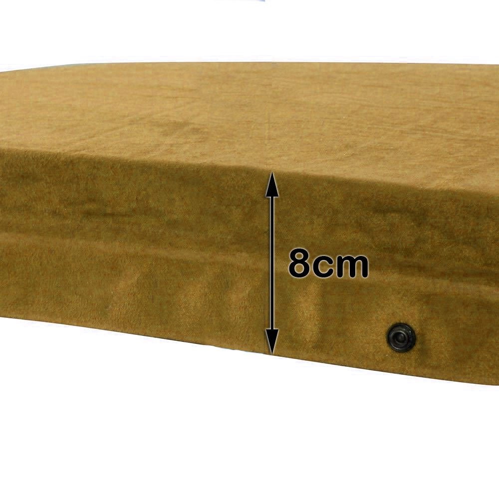 Double Self-Inflating Suede Camping Mattress – 8cm Thick Air Bed – Joinable & Portable – Beige — photo 3