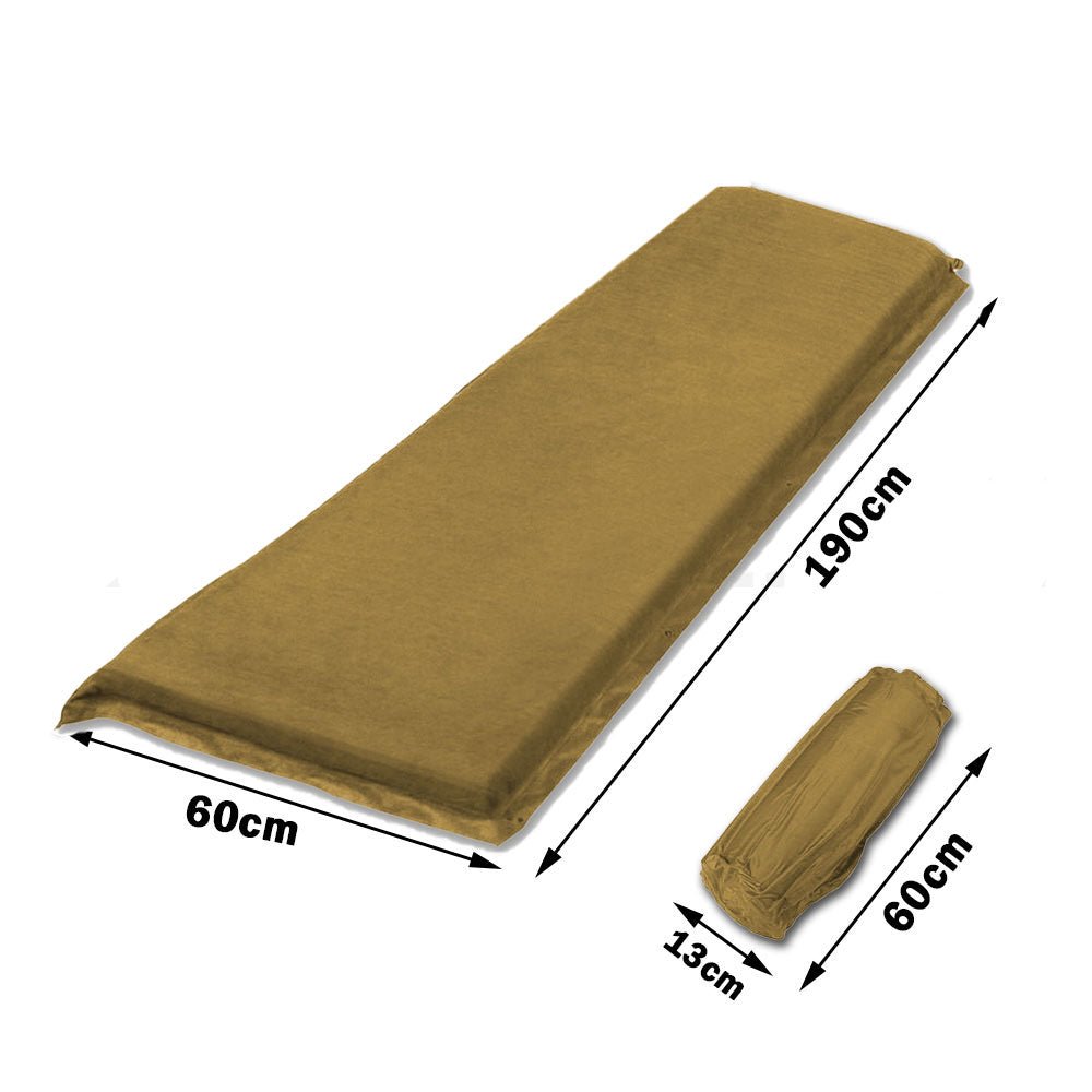 Self-Inflating Suede Camping Mattress – 8cm Thick Air Bed Sleeping Mat – Joinable, Beige — photo 6