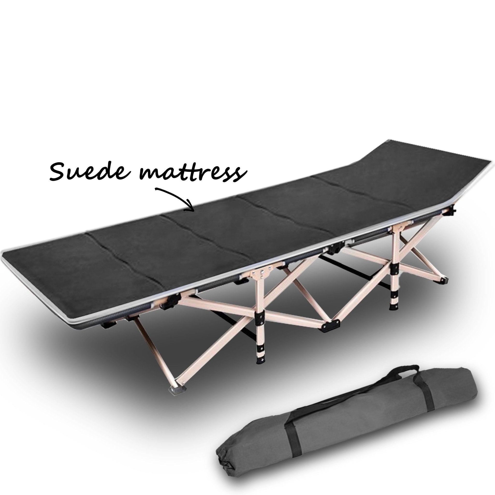Camping Portable Stretcher Bed with Mattress – Foldable Recliner Mat (Grey) — photo 3