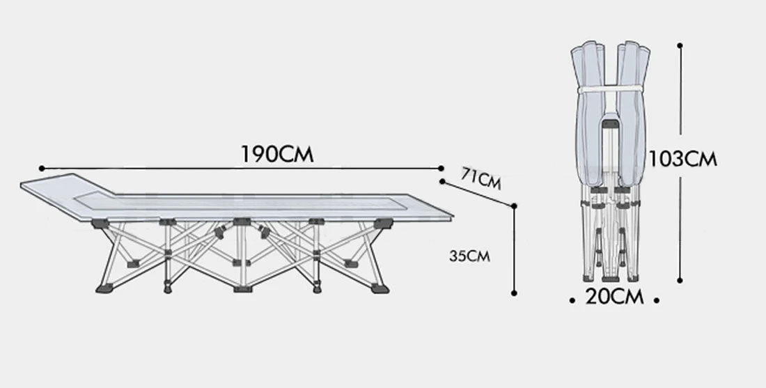 Camping Portable Stretcher Bed with Mattress – Foldable Recliner Mat (Grey) — photo 2