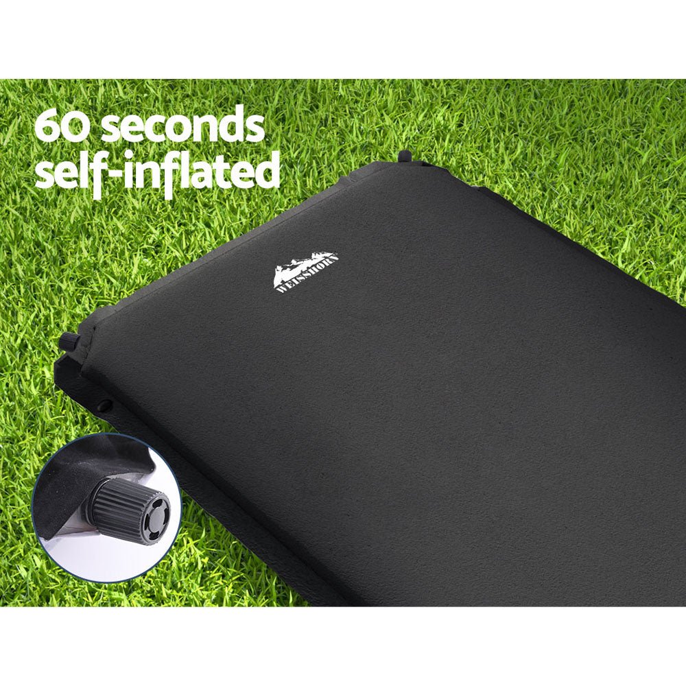 Weisshorn Self-Inflating Camping Mat – Single Size | 9.5cm Thick | Black — photo 4