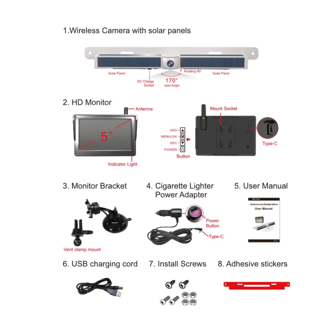 rearview170 Solar Wireless Reverse Camera – 170° Wide Angle, No Wiring Required — photo 8