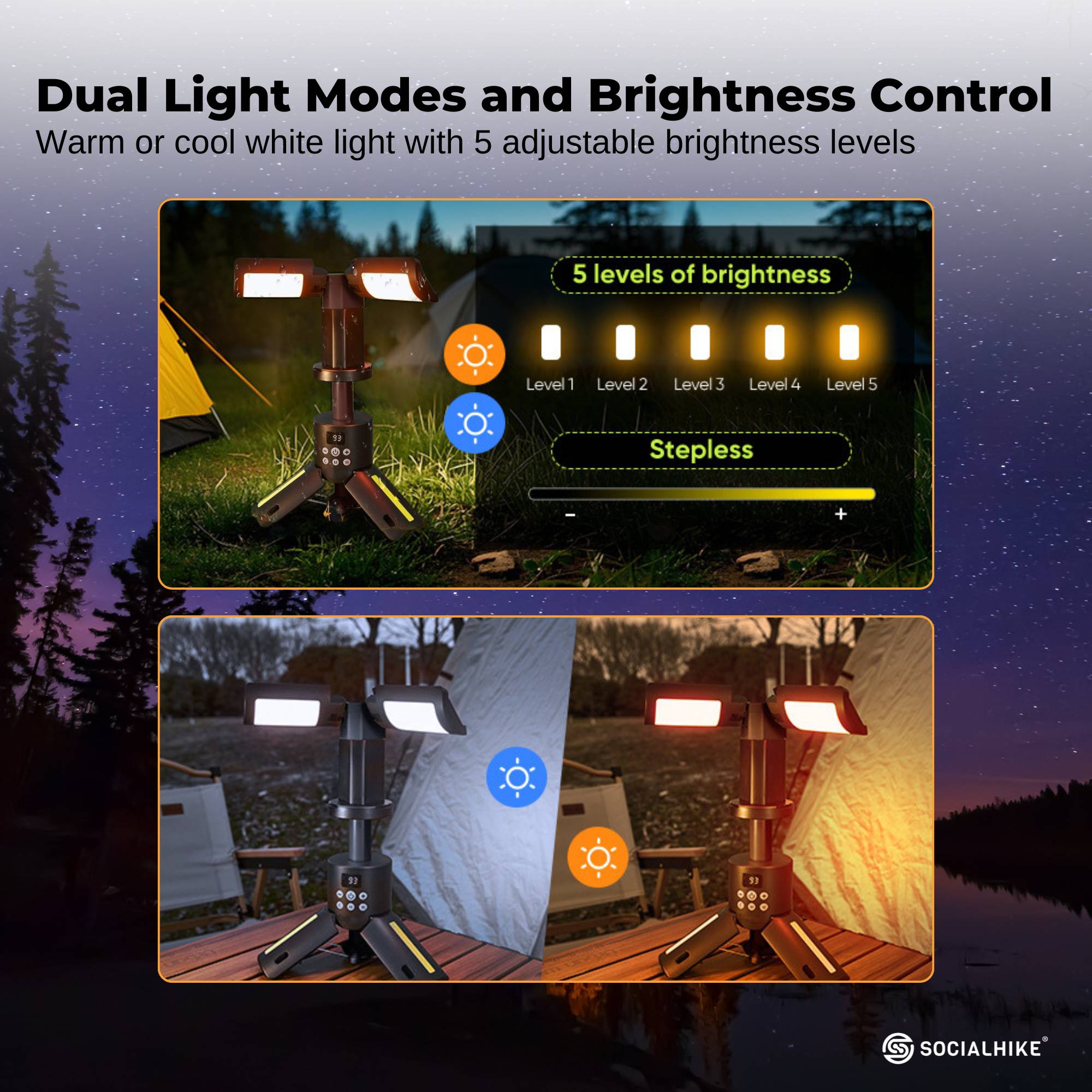 Social Hike Rechargeable Telescopic Camping Light – 20W LED Lantern & Power Bank — photo 4