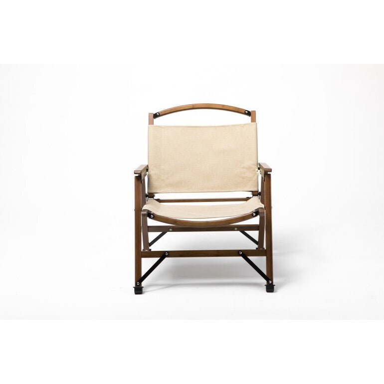 Bamboo Canvas Foldable Outdoor Camping Chair – Khaki/Beige | Stylish & Portable Travel Seating — photo 5