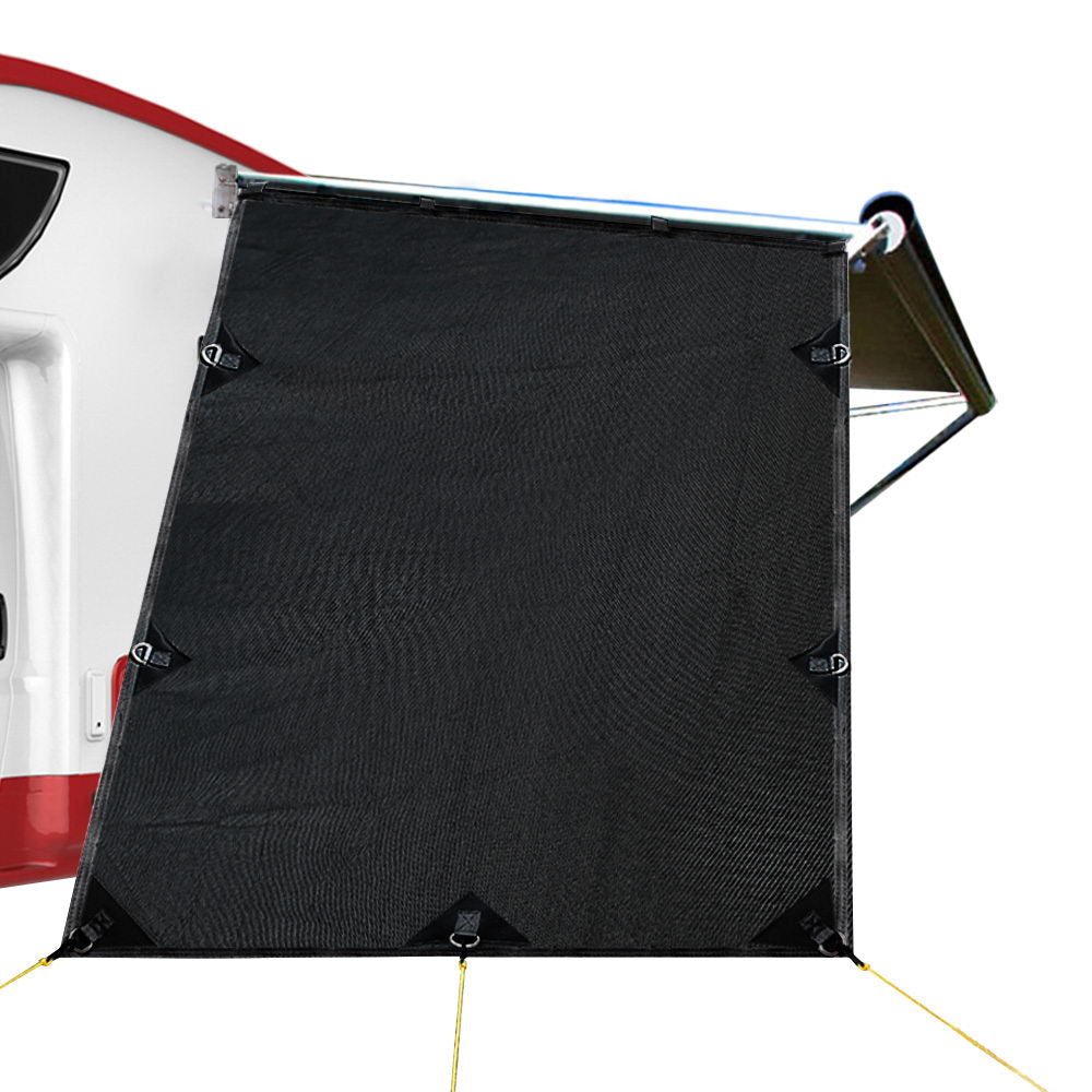 Caravan Privacy Screen - Sun Shade End Wall 1.95x2.2M – Black