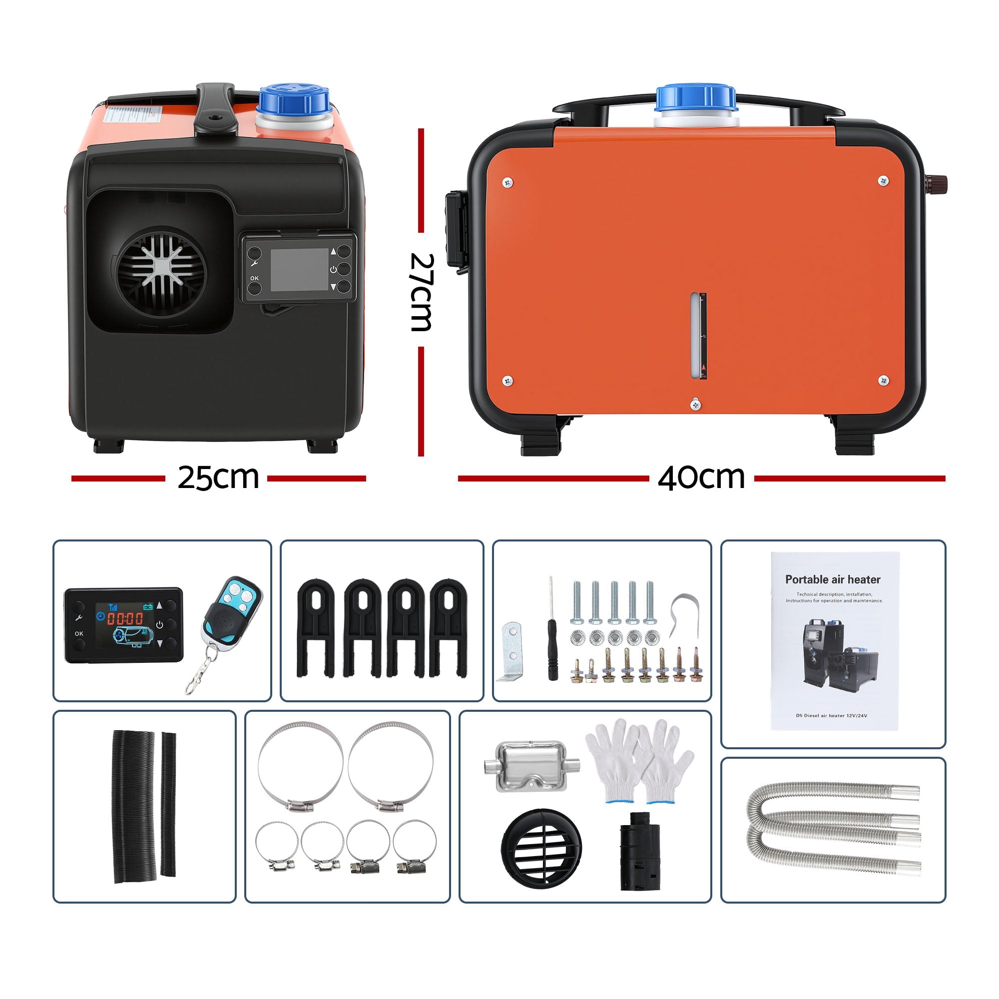Giantz Diesel Air Heater All-in-one 12/24V 5KW LCD Remote Control for Car RV Indoors machinery — photo 4