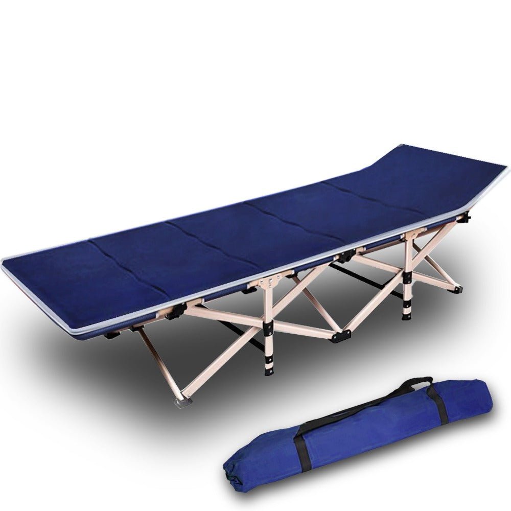 Camping Portable Stretcher Bed with Mattress – Foldable Recliner Mat (Navy)