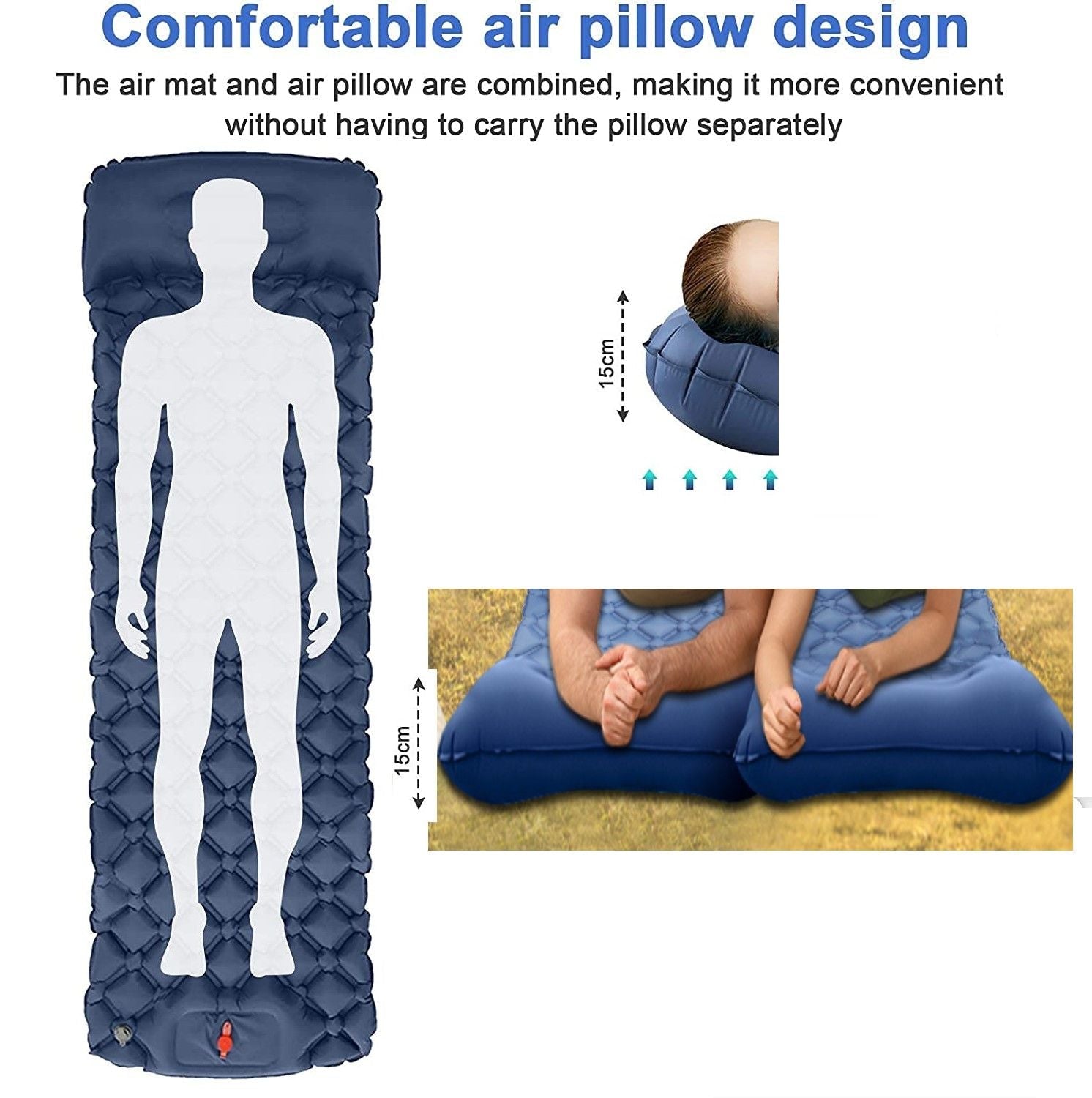 Ultralight Inflatable Camping Sleeping Pad with Built-in Pillow – 6cm Thick Compact, Durable & Foot Pump Operated — photo 4