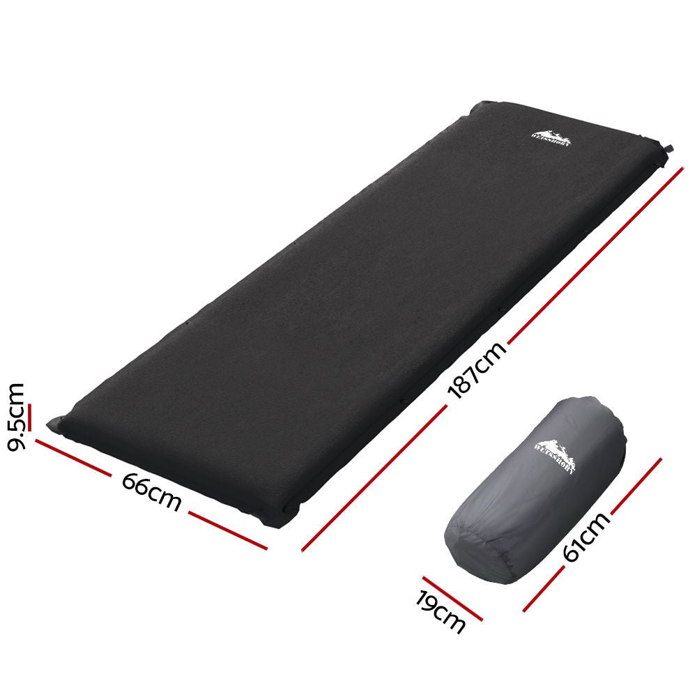 Weisshorn Self-Inflating Camping Mat – Single Size | 9.5cm Thick | Black — photo 2