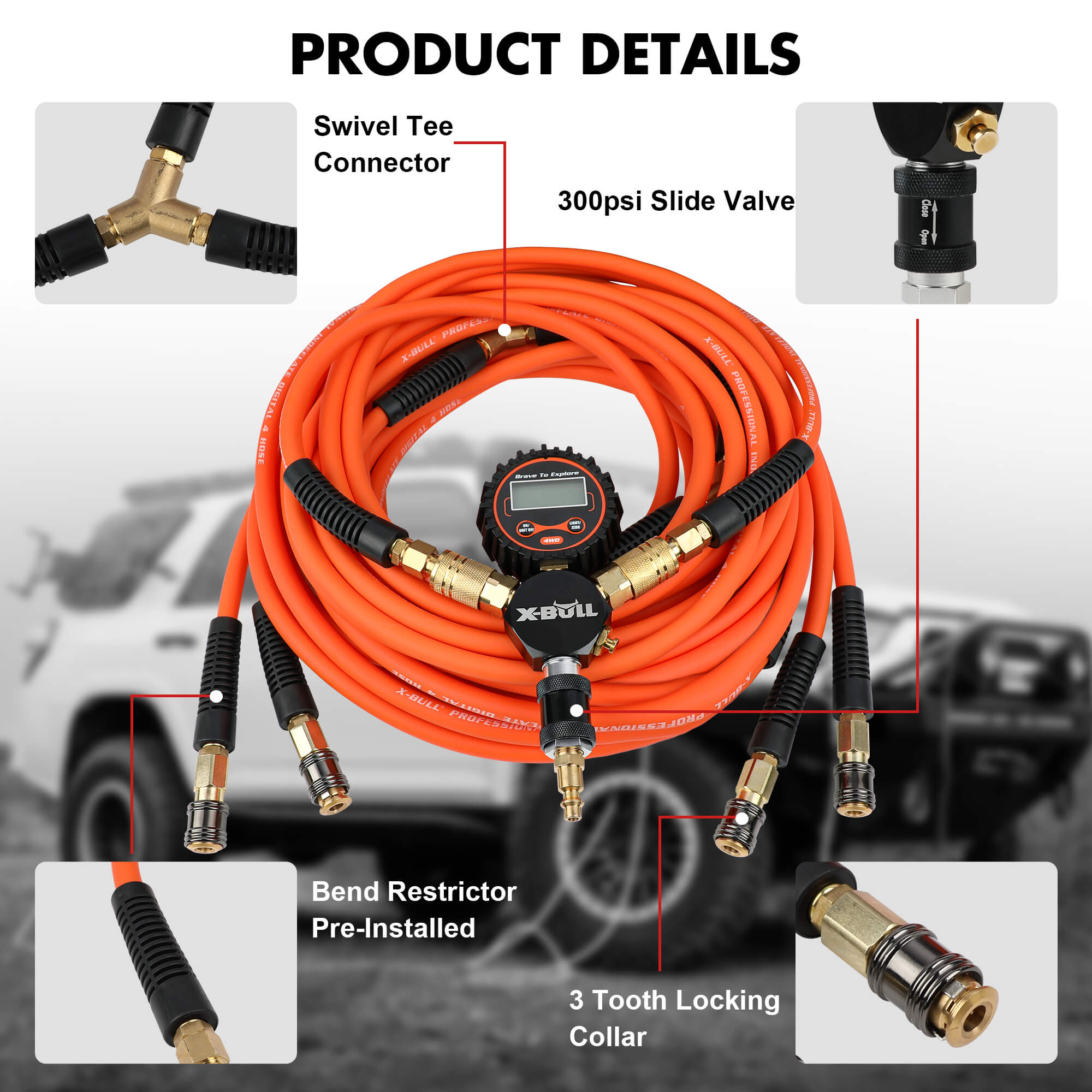 X-BULL Indeflate Digital 4-Hose Tyre Inflation & Deflation System – 4WD Pressure Equaliser — photo 3