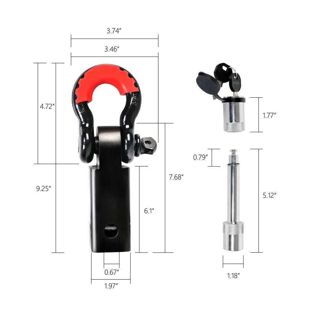 X-BULL 5T Recovery Hitch Receiver with Bow Shackle — photo 4