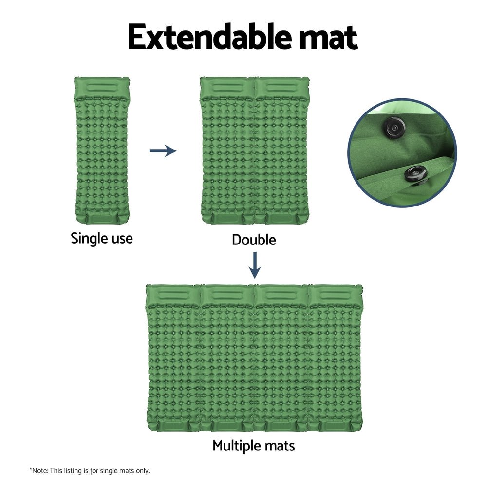 Weisshorn Self-Inflating Camping Mattress – Single Sleeping Mat with Pillow | 9cm Thick Air Bed Pad | Green — photo 6