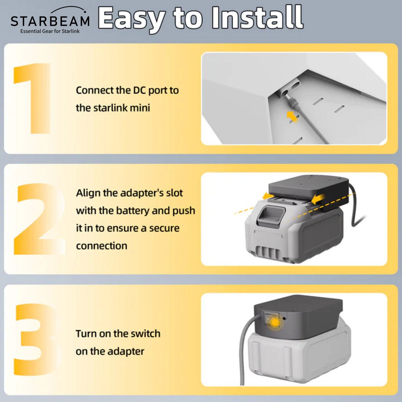 Starlink Mini Power Tool Battery Adapter – 18V Battery Compatible (Milwaukee, DeWalt, Makita, Ryobi) — photo 9