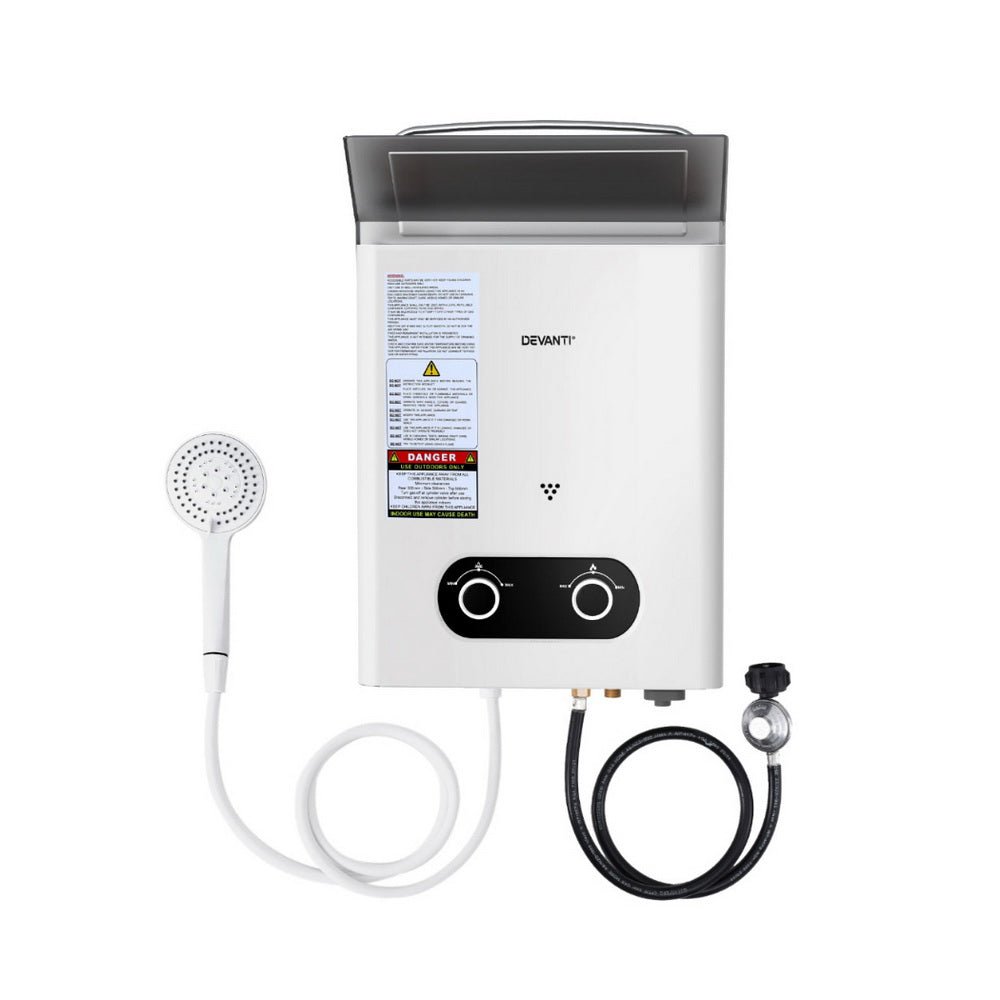 Devanti Portable Gas Water Heater – Outdoor Camping Shower (White) — photo 3