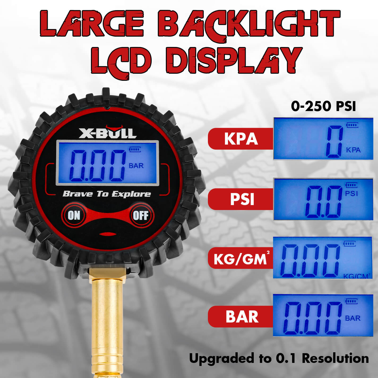 X-BULL Tyre Deflator with Digital Pressure Gauge – 250PSI LED Display | For Car, Motorcycle, and 4WD — photo 5