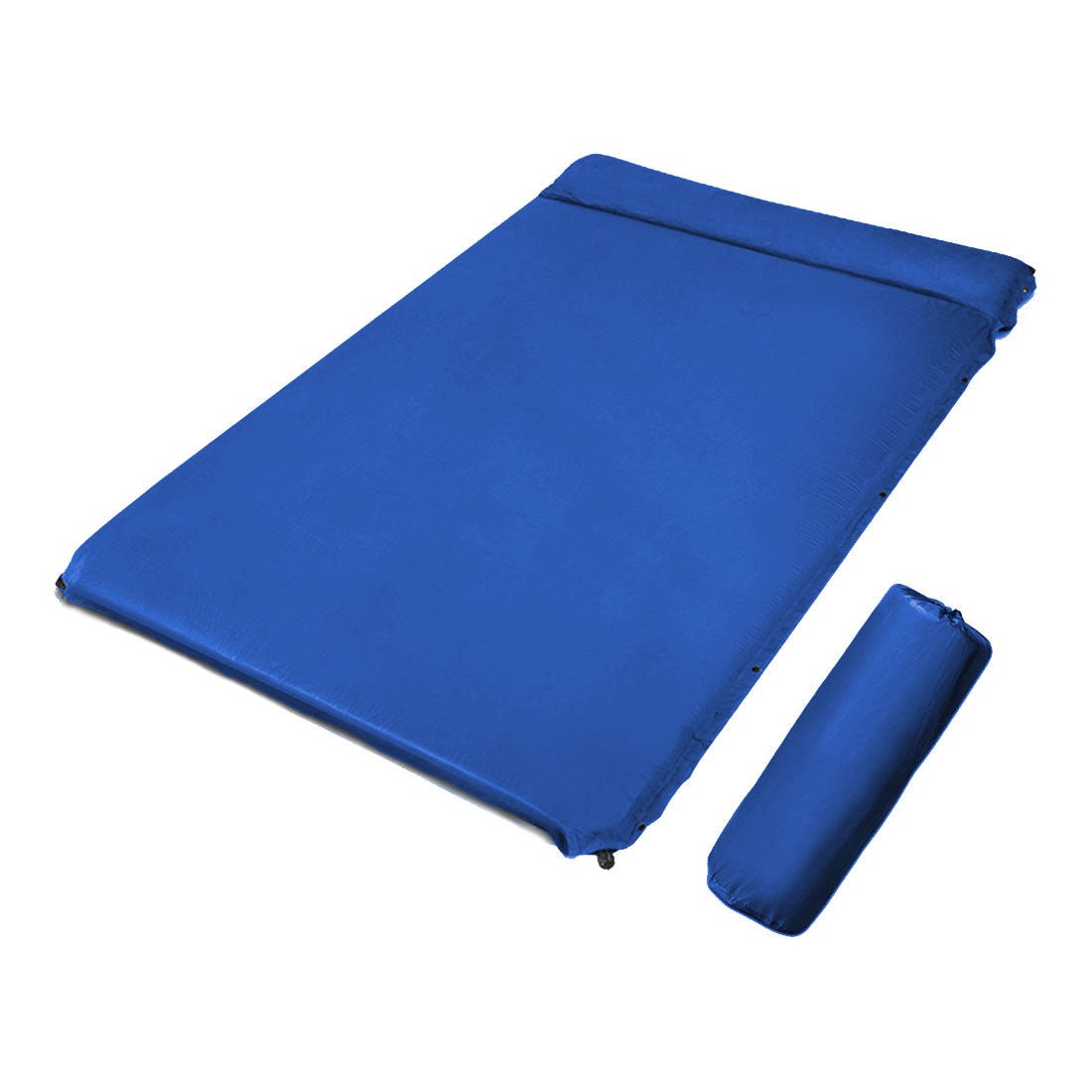 Double Self-Inflating Suede Camping Mattress – 3cm Thick Camping Air Bed – Blue — photo 2