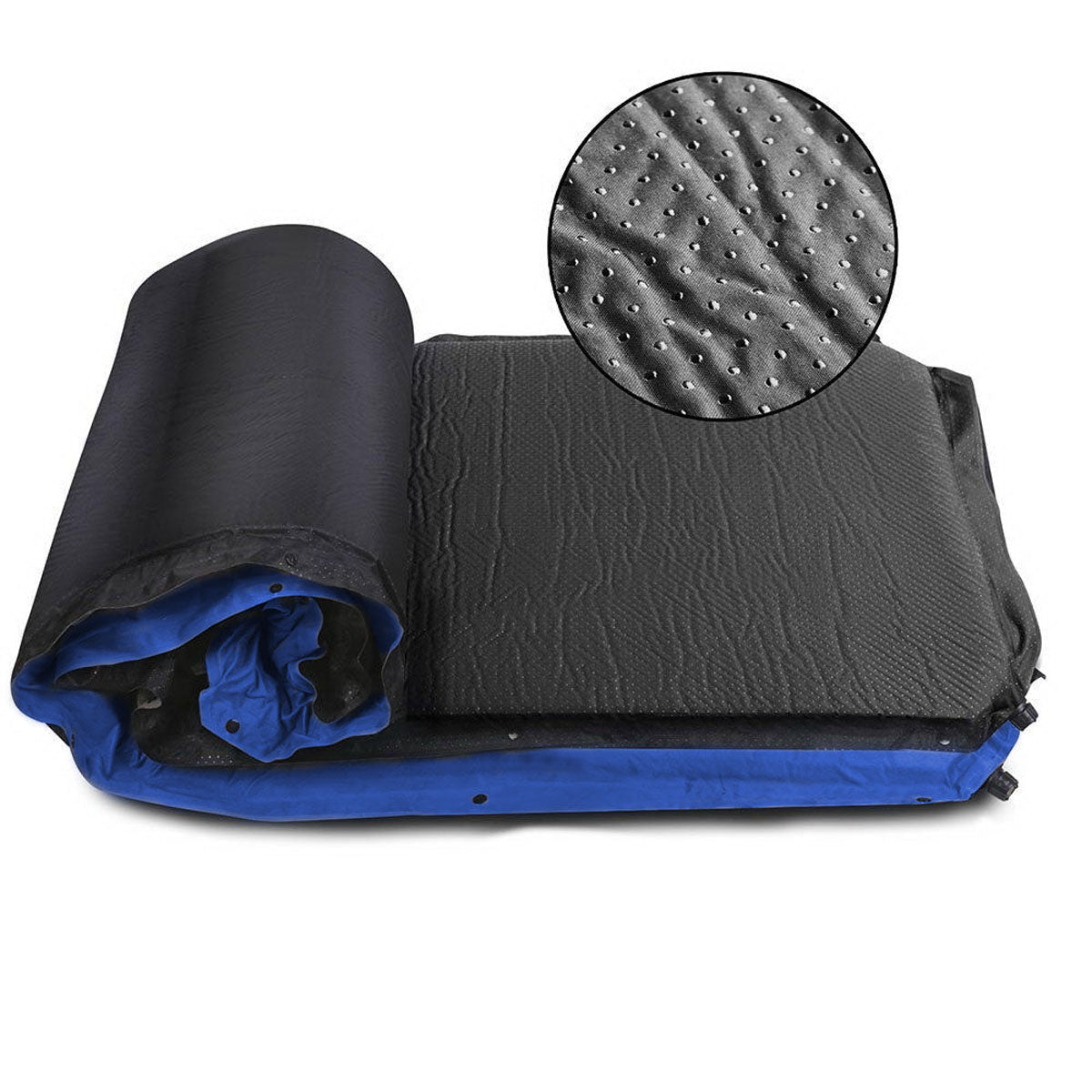 Double Self-Inflating Suede Camping Mattress – 3cm Thick Camping Air Bed – Blue — photo 5
