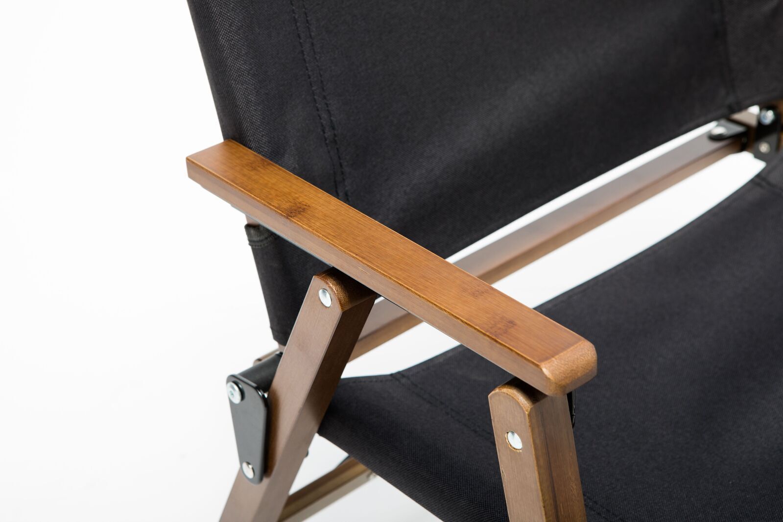 Bamboo Canvas Foldable Outdoor Camping Chair – Black | Stylish & Portable Travel Seating — photo 4