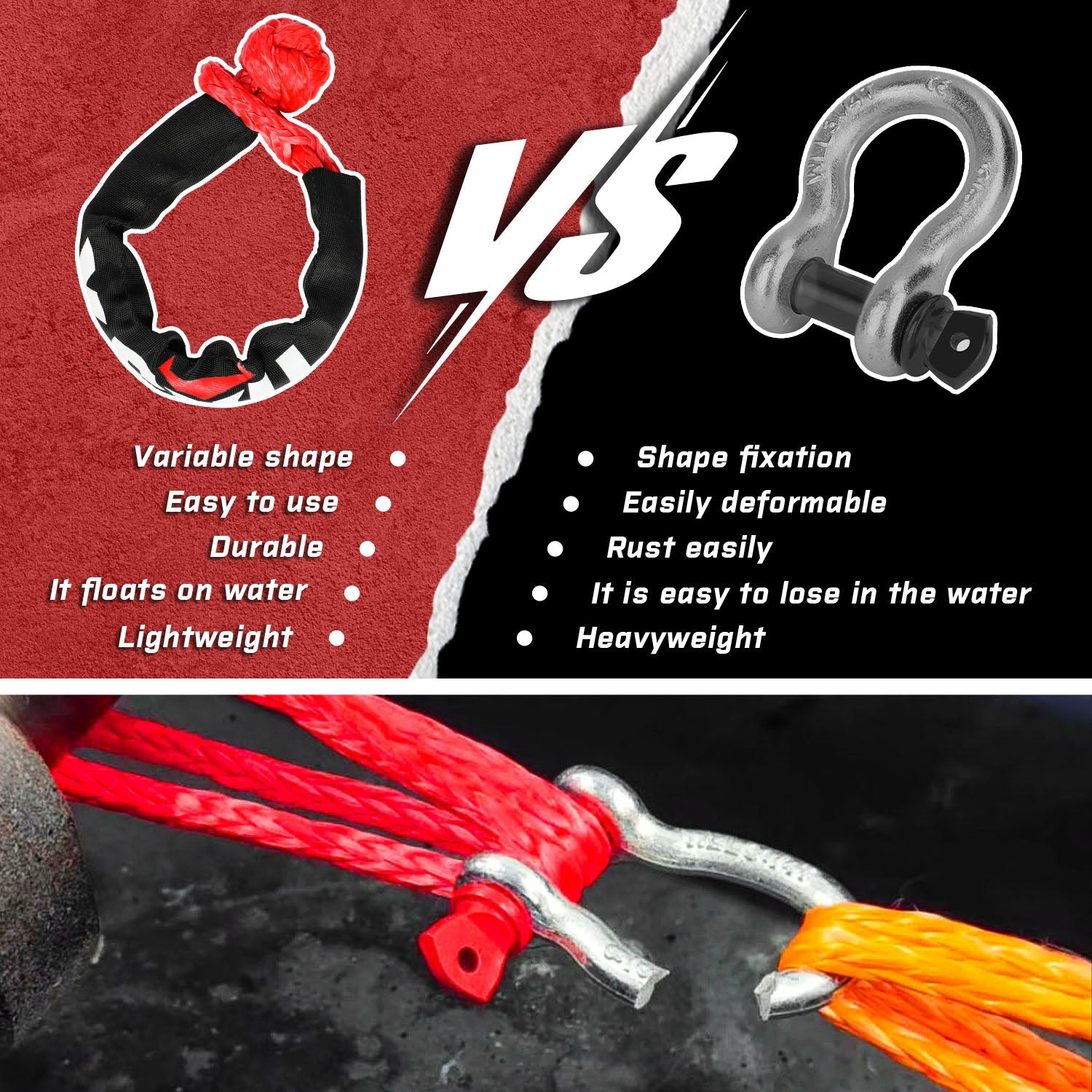 X-BULL Soft Shackle & Recovery Ring Kit – Lightweight Snatch Recovery Solution — photo 2