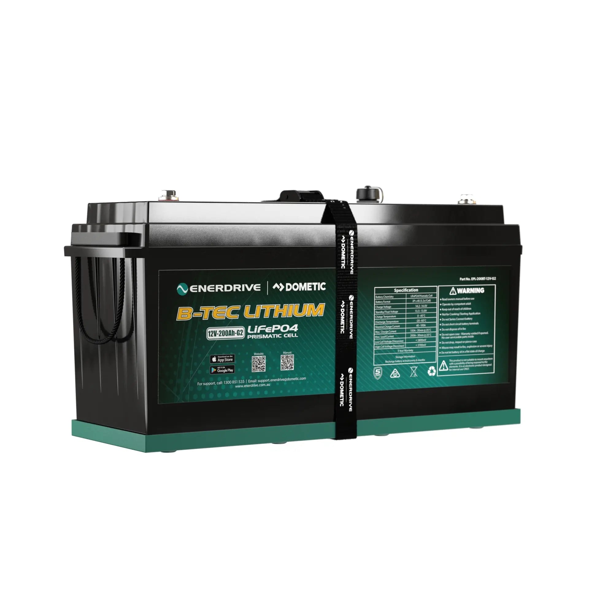 Enerdrive B-TEC 200Ah 12V Gen2 LiFePO₄ Battery