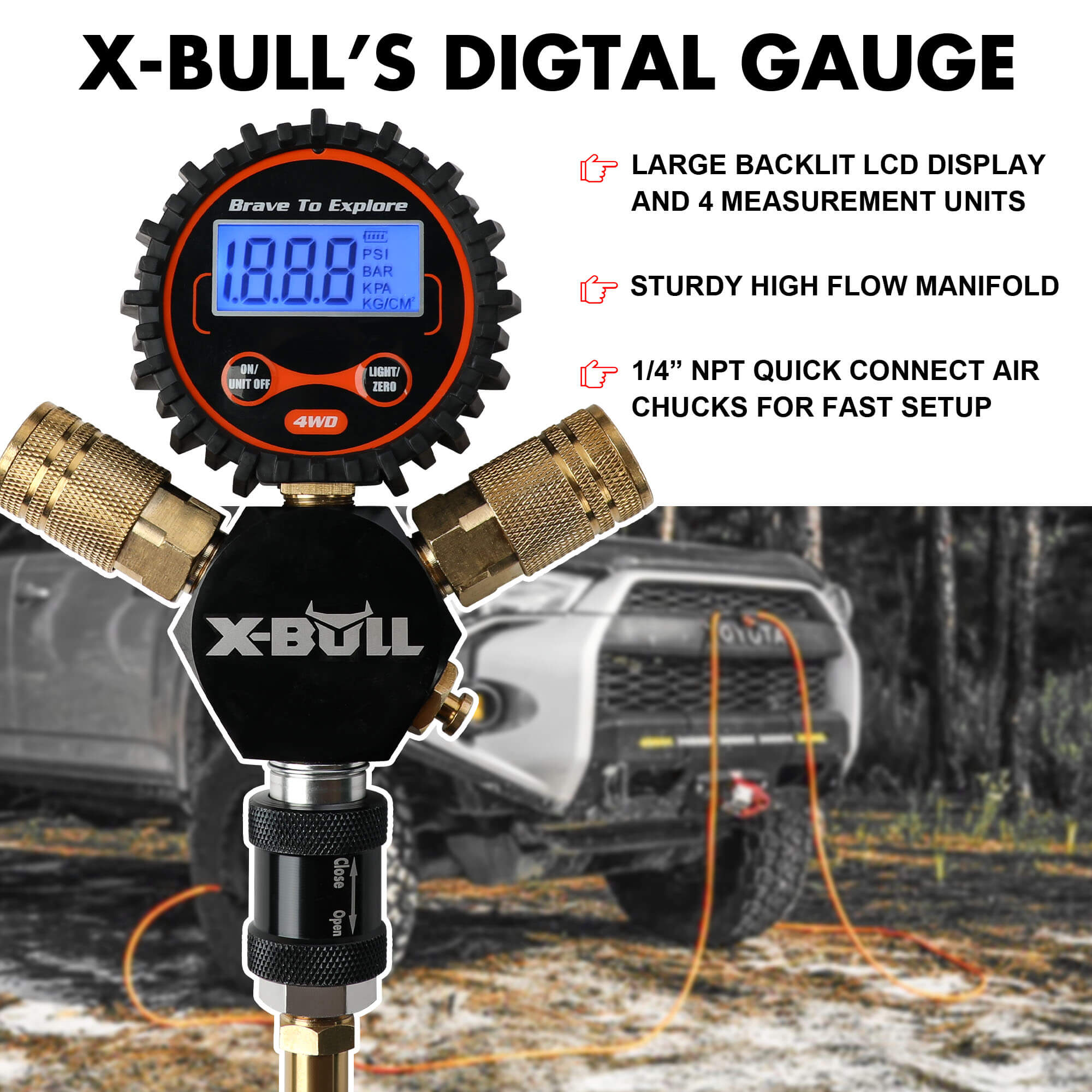 X-BULL Indeflate Digital 4-Hose Tyre Inflation & Deflation System – 4WD Pressure Equaliser — photo 5