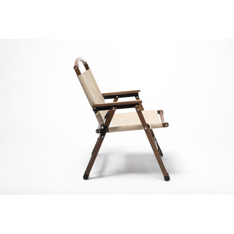 Bamboo Canvas Foldable Outdoor Camping Chair – Khaki/Beige | Stylish & Portable Travel Seating — photo 6