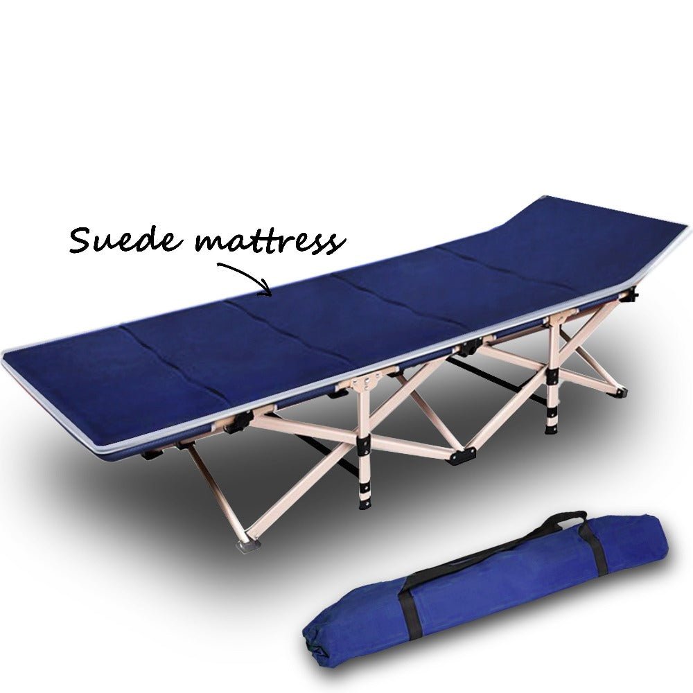 Camping Portable Stretcher Bed with Mattress – Foldable Recliner Mat (Navy) — photo 2