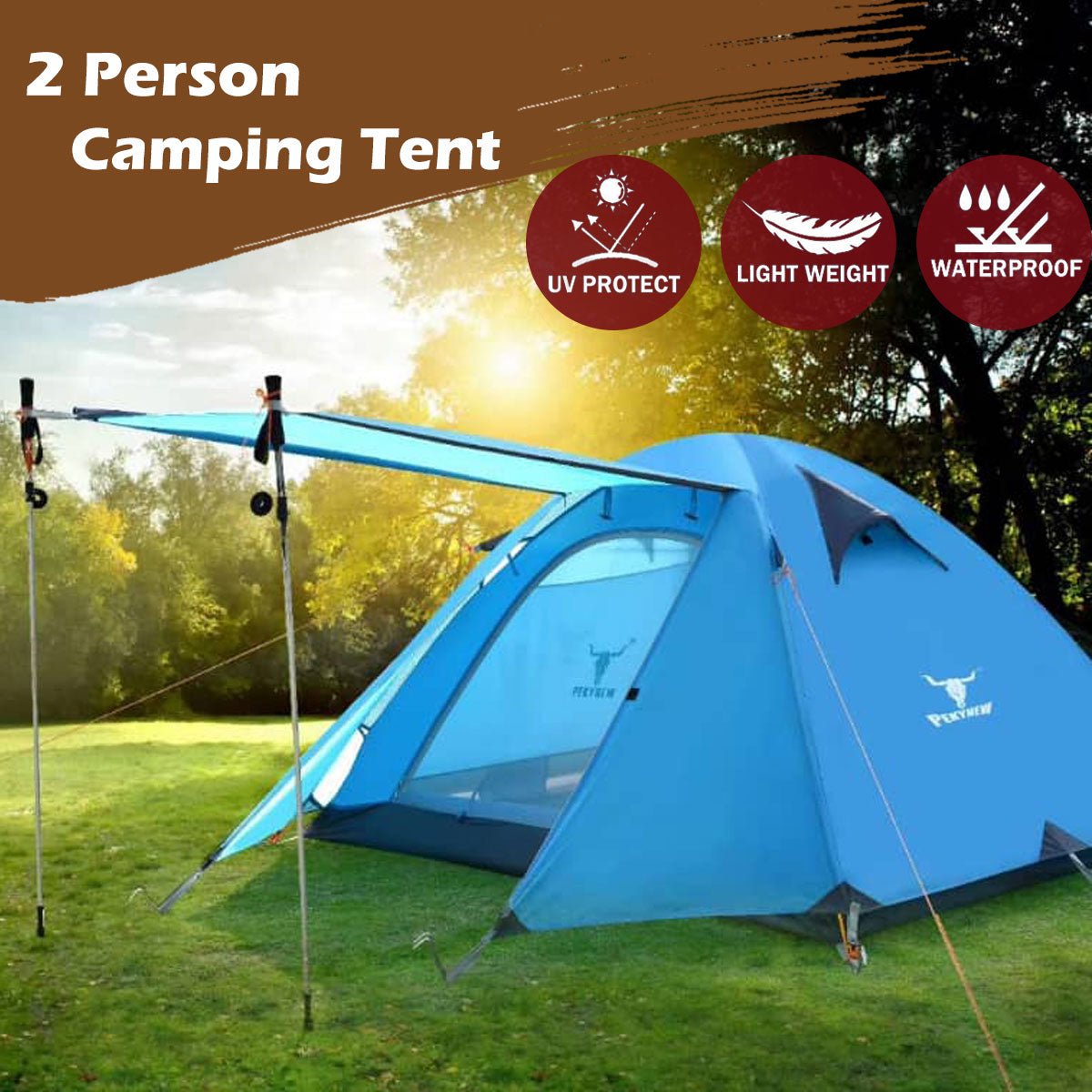 2-Person Lightweight Waterproof Camping Tent – Blue | Hiking, Backpacking, Cycling Ready — photo 8
