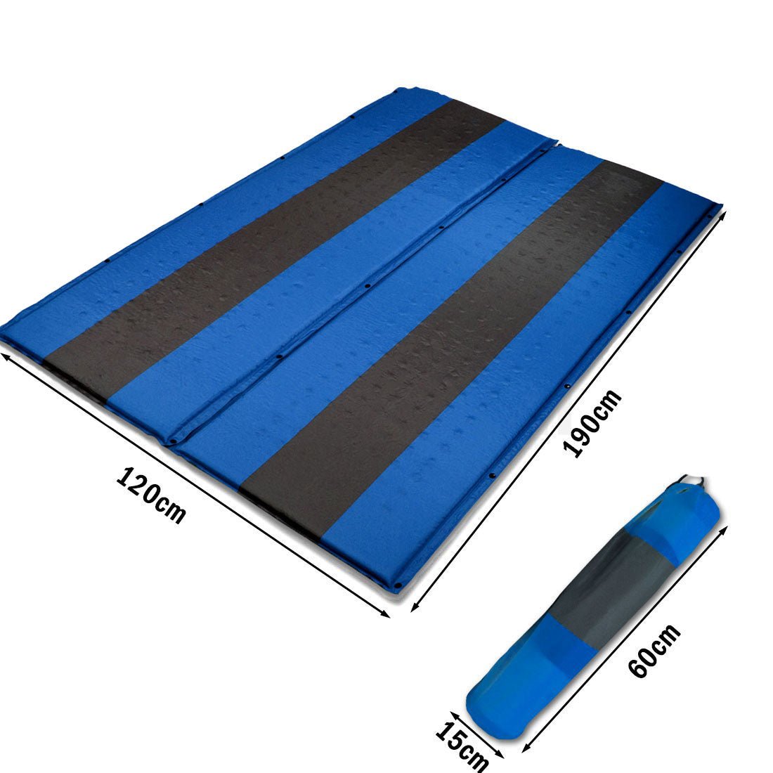 Double Self-Inflating Camping Mattress – 5cm Thick Joinable Air Bed for Hiking & Outdoors – Blue — photo 6